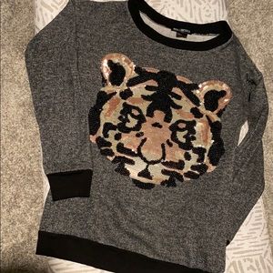 MISS CHIEVOUS graphic sequin sweatshirt - leopard